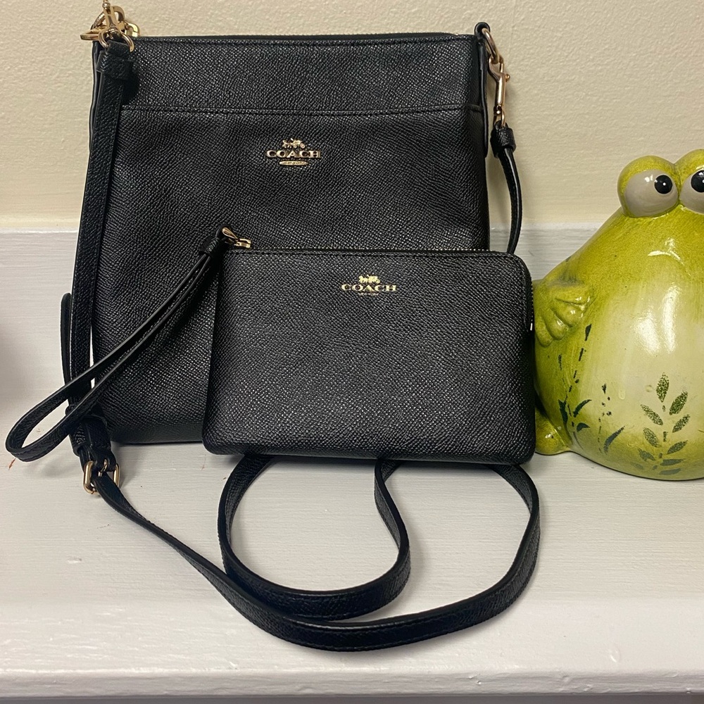 Coach Black Crossbody and Wristlet Set